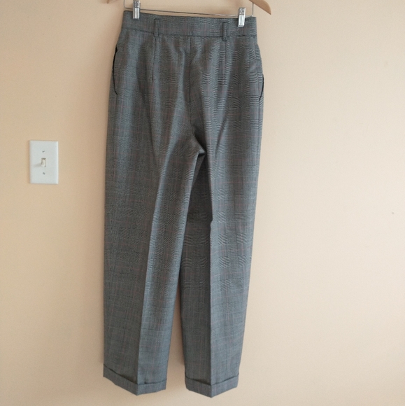 Vintage Academia 100% Wool Breamar High Waisted Pleated Plaid Lined Trousers S 6 - Picture 3 of 11